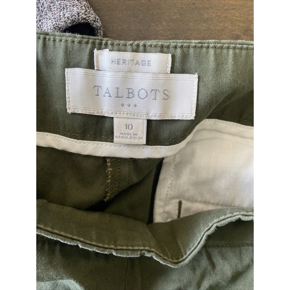 Talbots Heritage Crop Pants Womens Size 10 Green Side Zip Stretch Cotton Chino - Picture 5 of 6